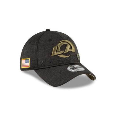 Black Los Angeles Rams Hat - New Era NFL Salute To Service 9TWENTY Adjustable Caps USA7620549